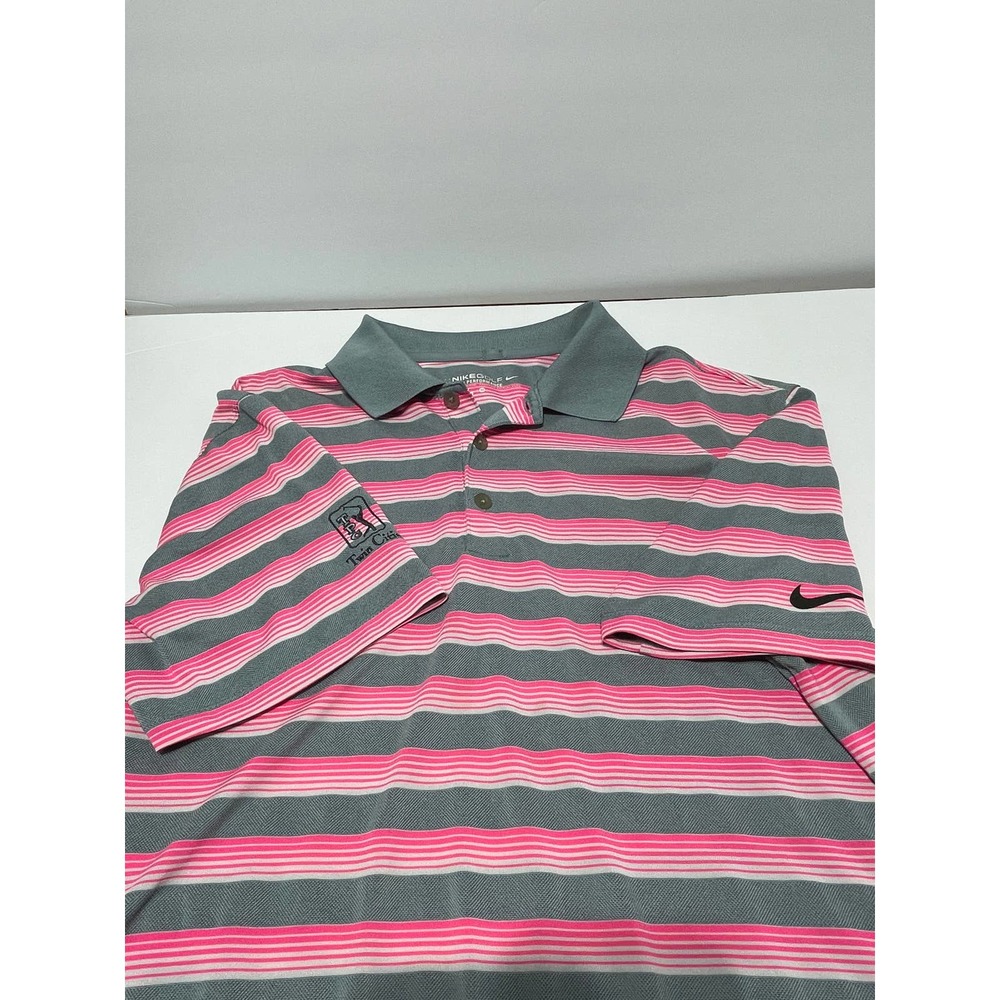 Nike Golf Tour Performance‎ Polo Pink Gray Clun Logo Medium
